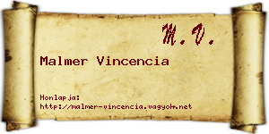 Malmer Vincencia névjegykártya